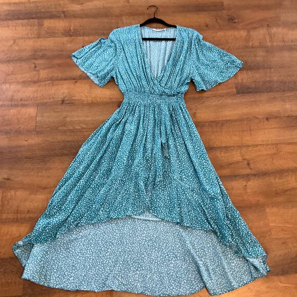KorMei V Neck High Low Flowey Summer Party Women's Long Maxi Dress Size XL - Picture 1 of 10